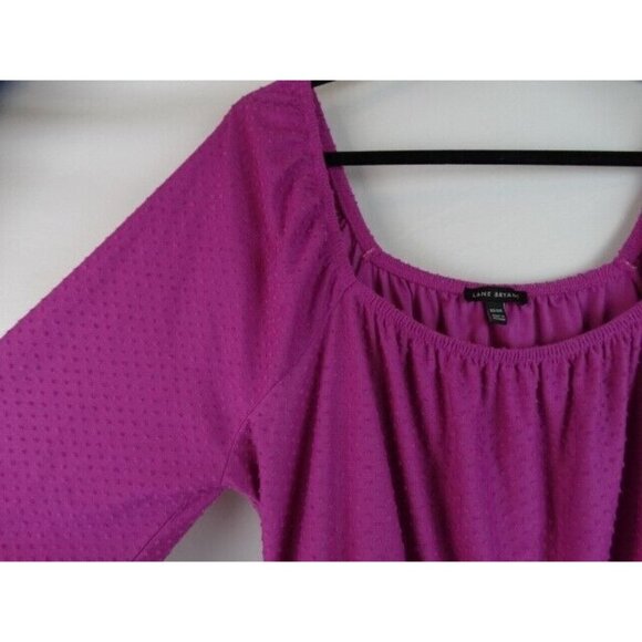 Lane Bryant Women's Top Plus Size 22/24 3X Purple Long Sleeve Peplum Shirt - Picture 3 of 12